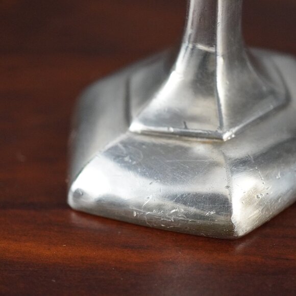 Pair of Vintage Silver Tone Art Deco Candle Holders 1930's Candle Stick Holders - Picture 11 of 16